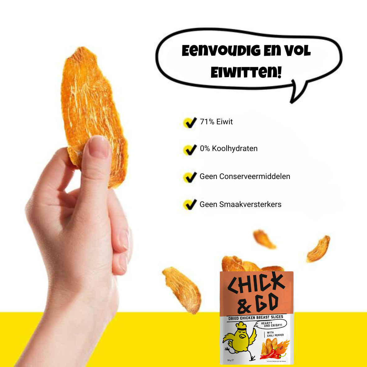 Gedroogde Kipsnacks Chili Peper