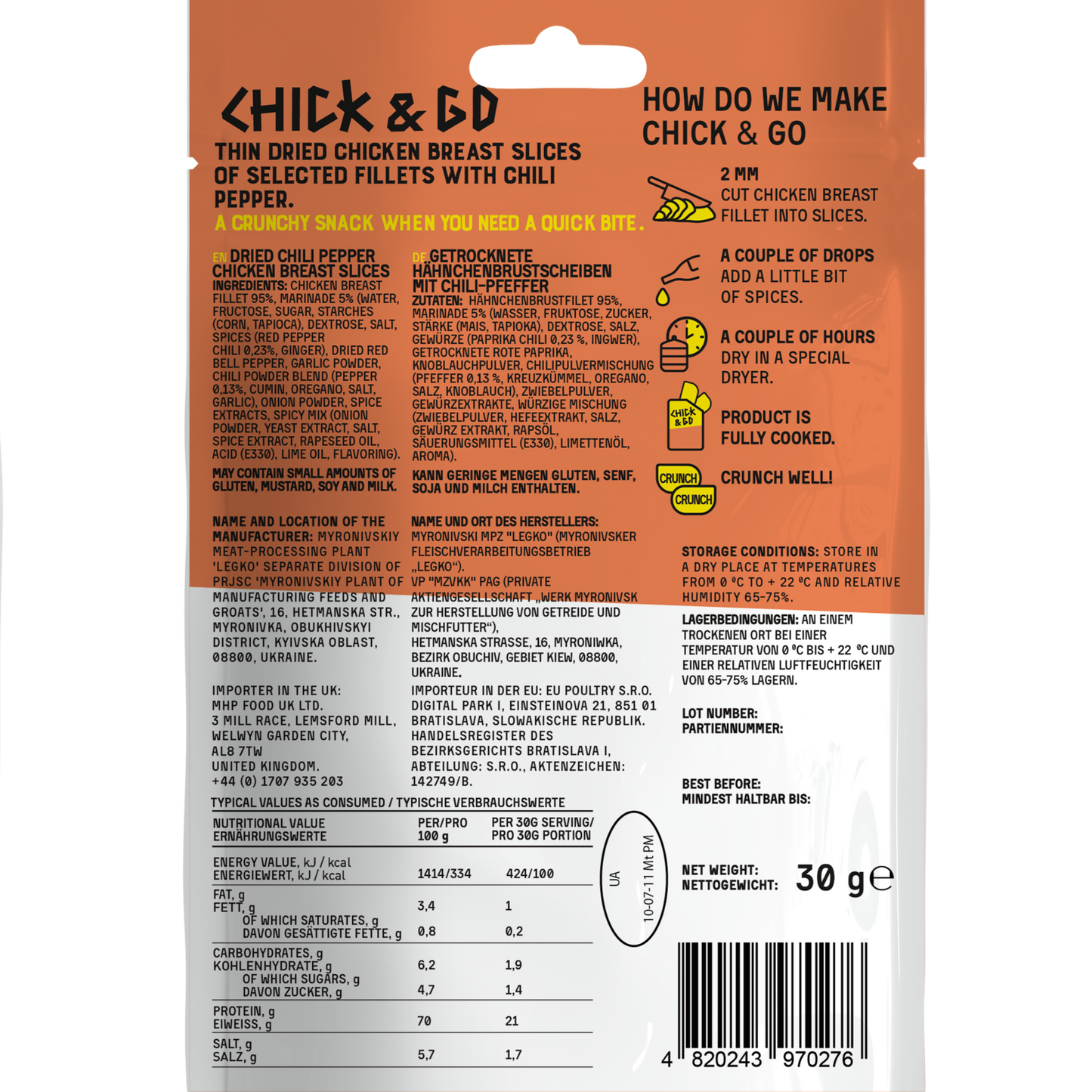 Gedroogde Kipsnacks Chili Peper